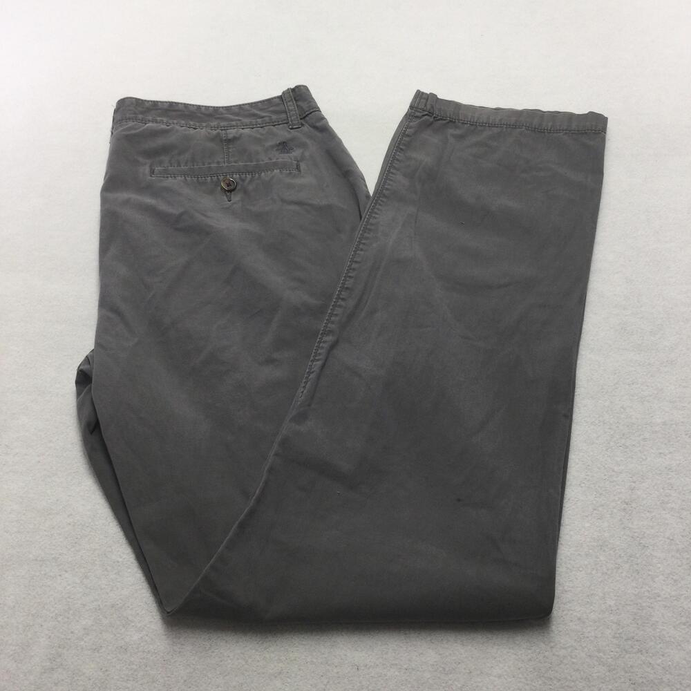 Original Penguin Pants Mens 36x34 Gray Chino Straight Leg 100% Cotton Casual